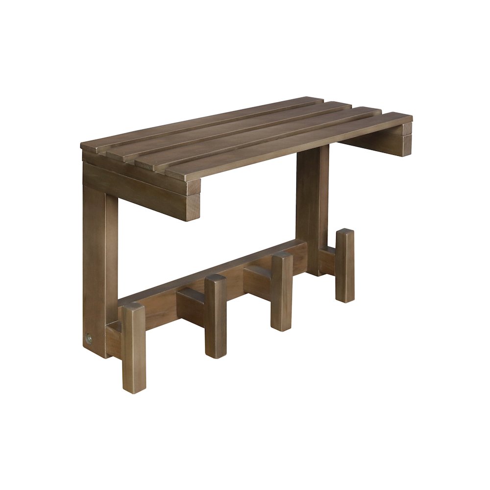 100% Solid American Hardwood Floating Wall Mounted Hook with Shelf - Autumn Gray. Picture 3