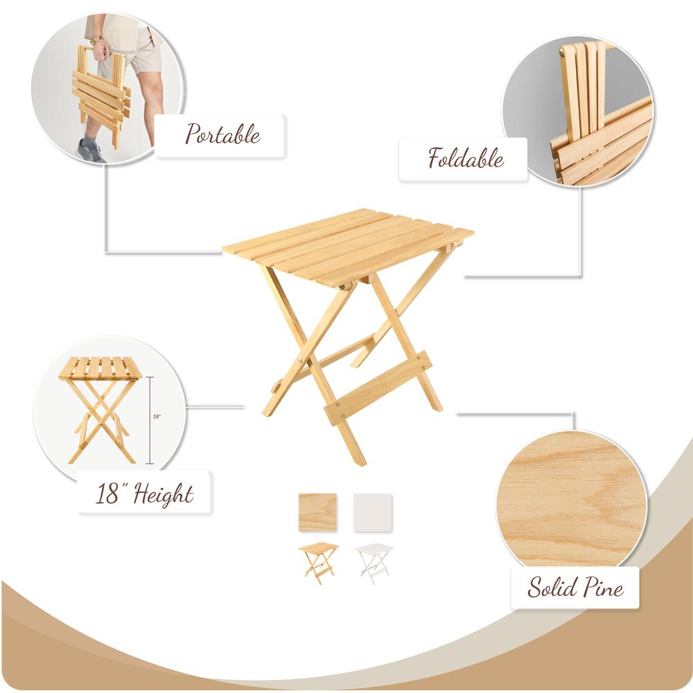 Portable Solid Wood Folding Side Table 2-Piece Set - Natural. Picture 14