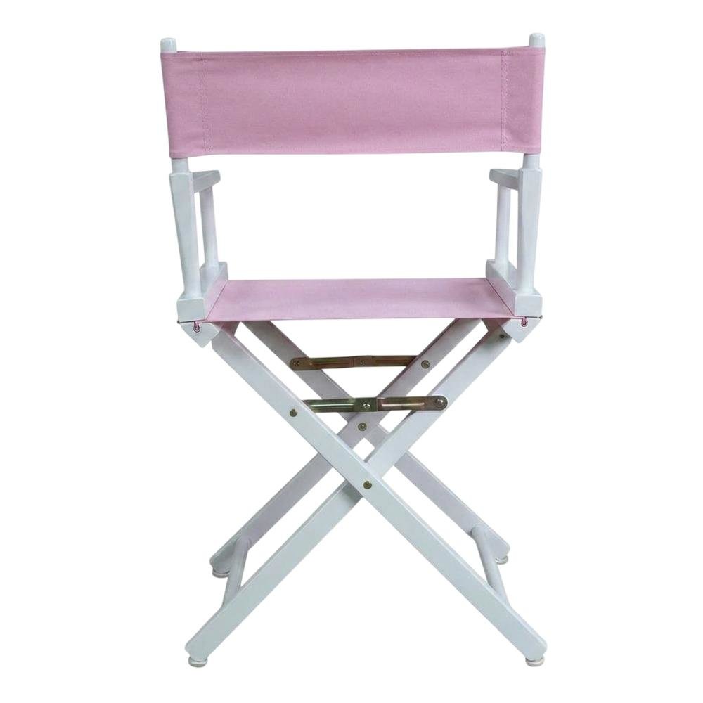 Pink Director's Chair, White Frame, 18-Inch Seat, Folding Accent. Picture 4