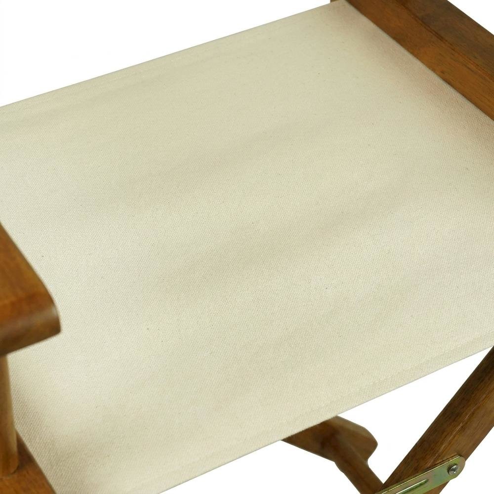 Beige Director's Chair, Honey Oak Frame, 18-Inch Seat Folding. Picture 5