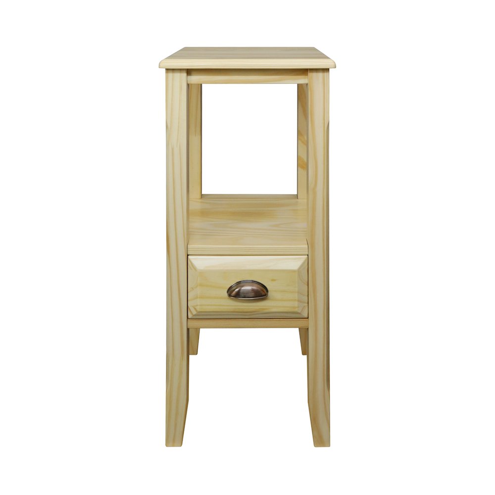 2-Tier Tall Side Table with Drawer - Natural. Picture 2