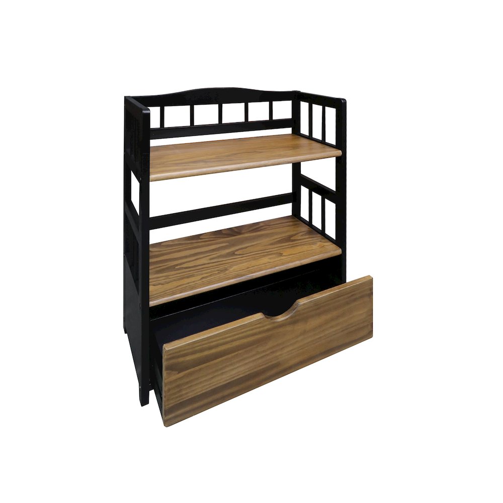 Solid Wood 2-Tier Small Bookshelf with Drawer. Picture 5