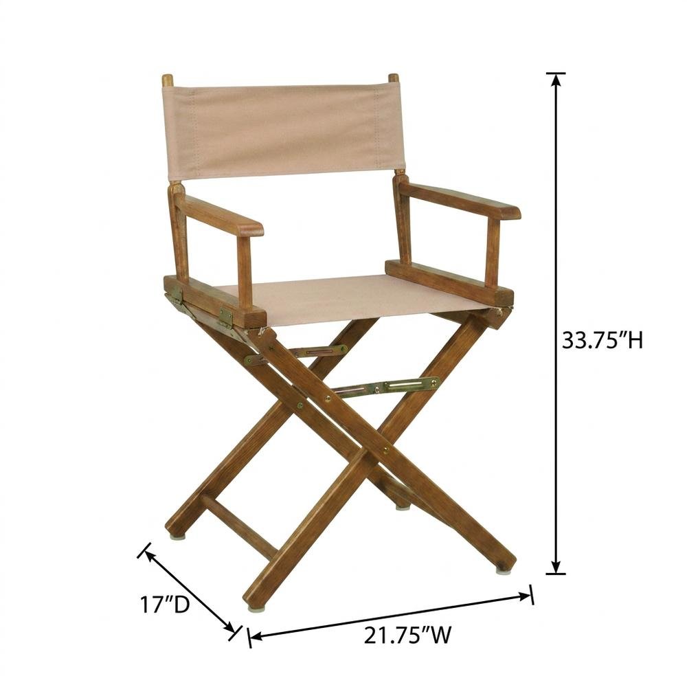 Tan Director's Chair, Honey Oak Frame, 18-Inch Seat, Folding. Picture 7