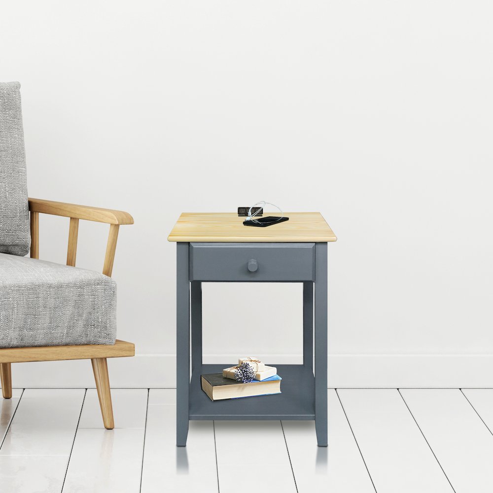 Night Owl Nightstand with USB Port - Natural Gray. Picture 7