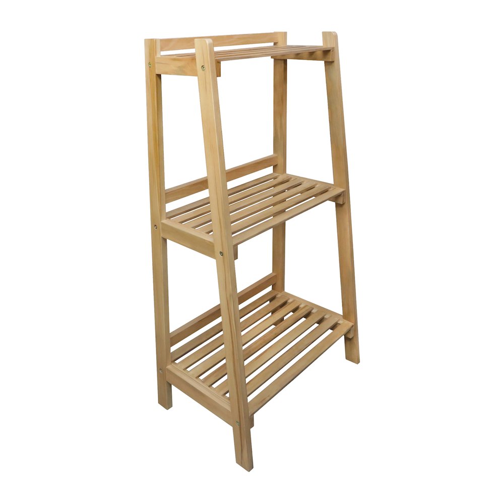 Woodhaven Slatted 3-Shelf Ladder Bookcase with Solid American Gum. Picture 3