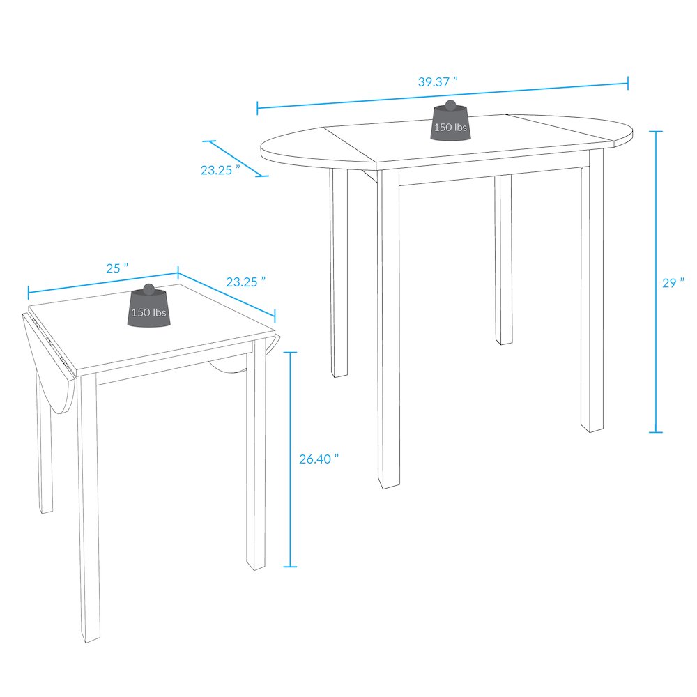 Wings 100% Solid Wood Dining Room Drop Leaf Table. Picture 7