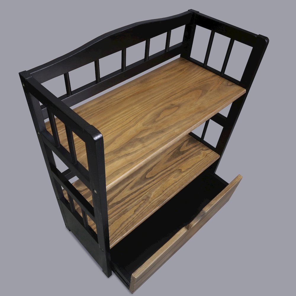 Solid Wood 2-Tier Small Bookshelf with Drawer. Picture 9