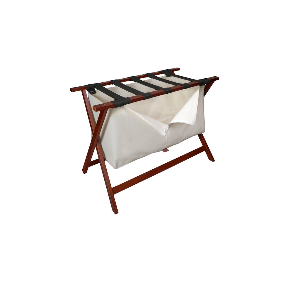 Heavy Duty 34" Extra Wide Luggage Rack with Zippered Laundry Bag- Walnut. Picture 4