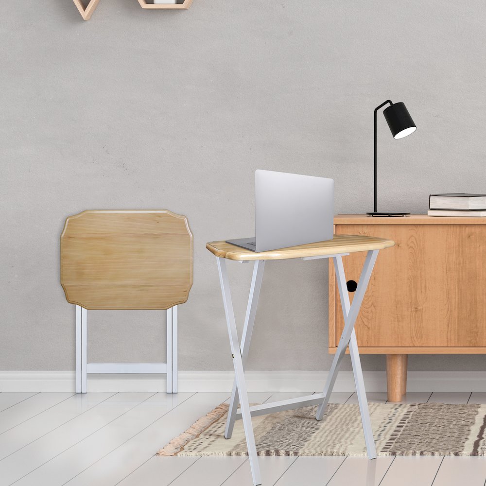 Medallion 2pcs Tray Table Set - Natural/White. Picture 10