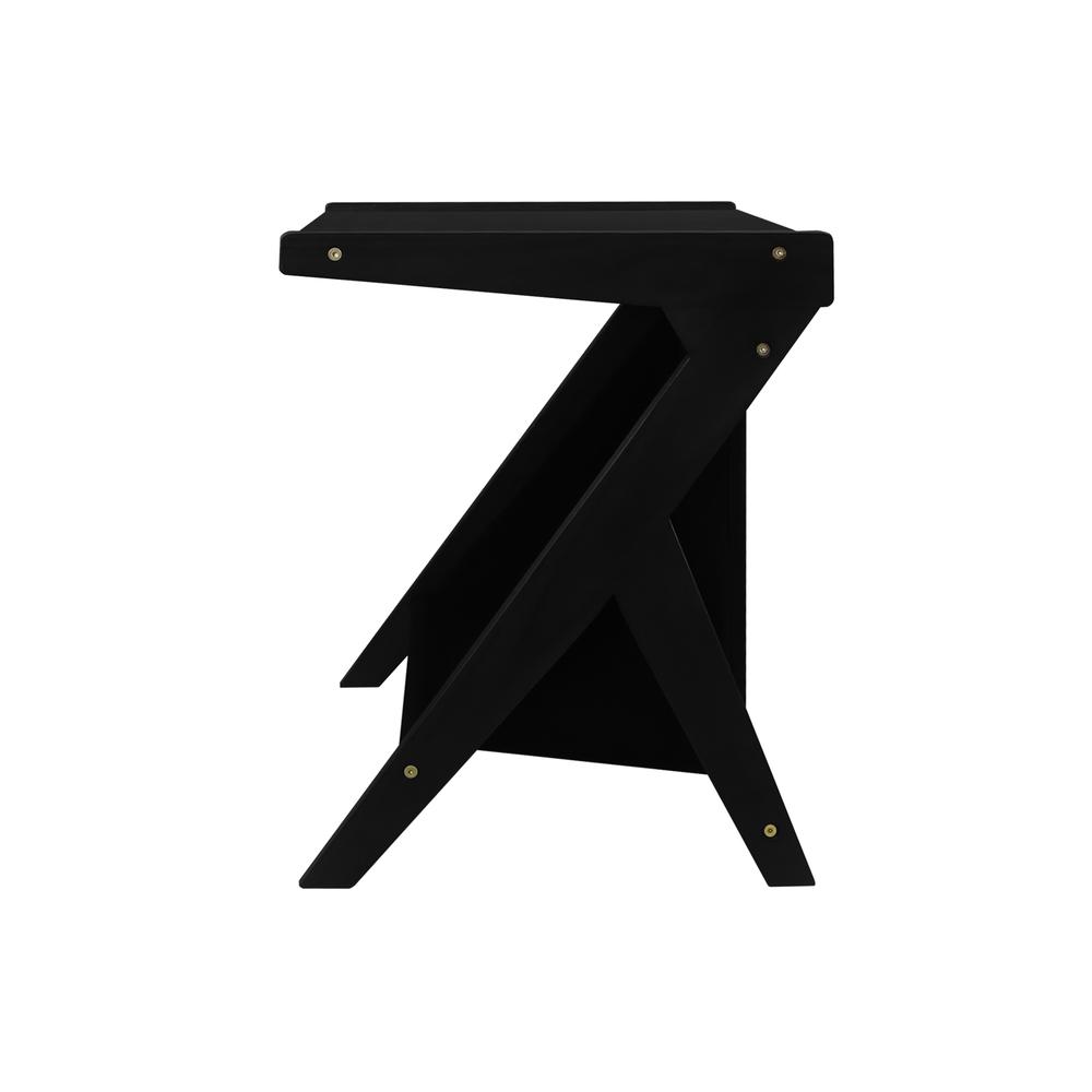 Casual Home Z-Shaped Sofa Side Table with Canvas Storage Basket - Black. Picture 2