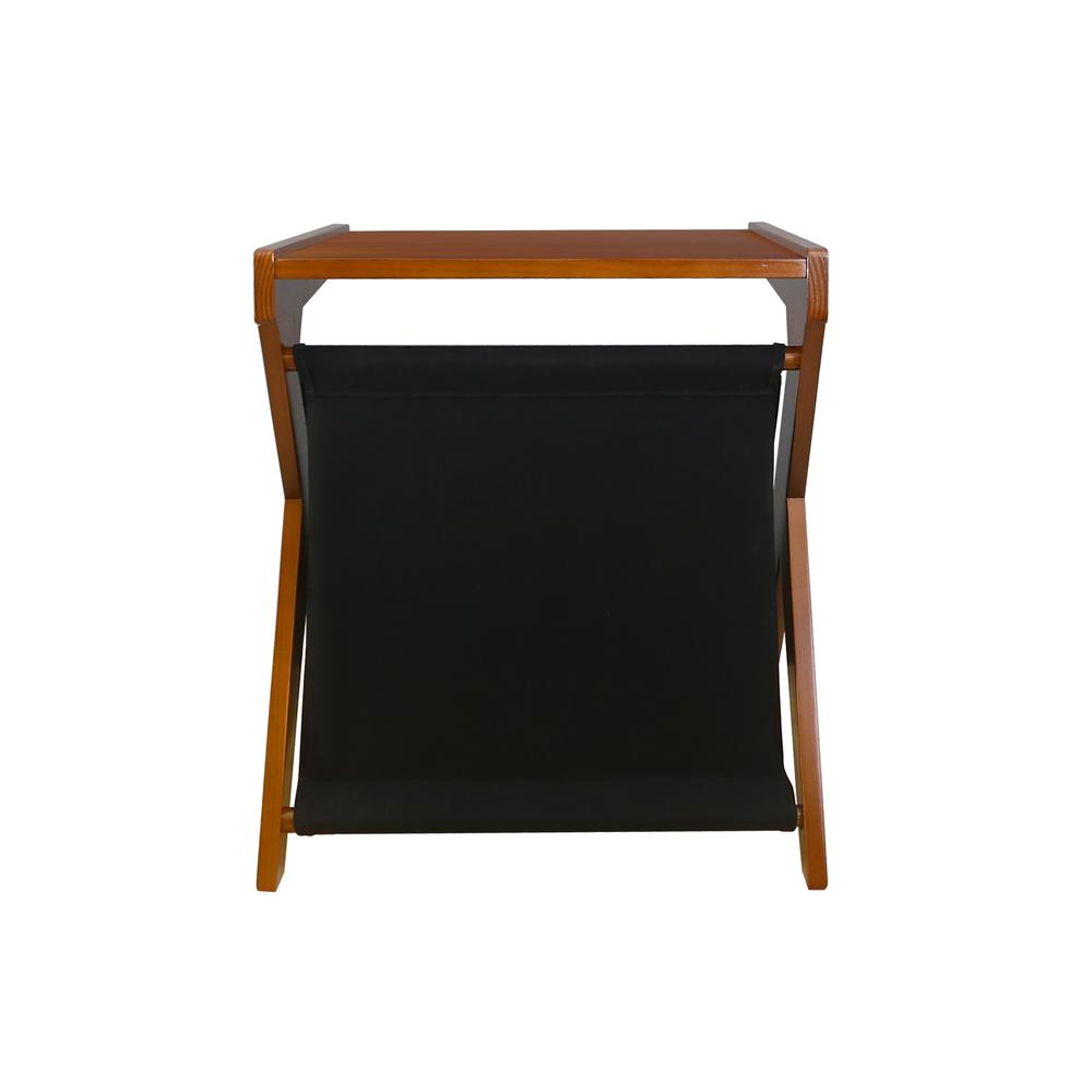 Casual Home Z-Shaped Sofa Side Table with Canvas Storage Basket - Chestnut. Picture 4