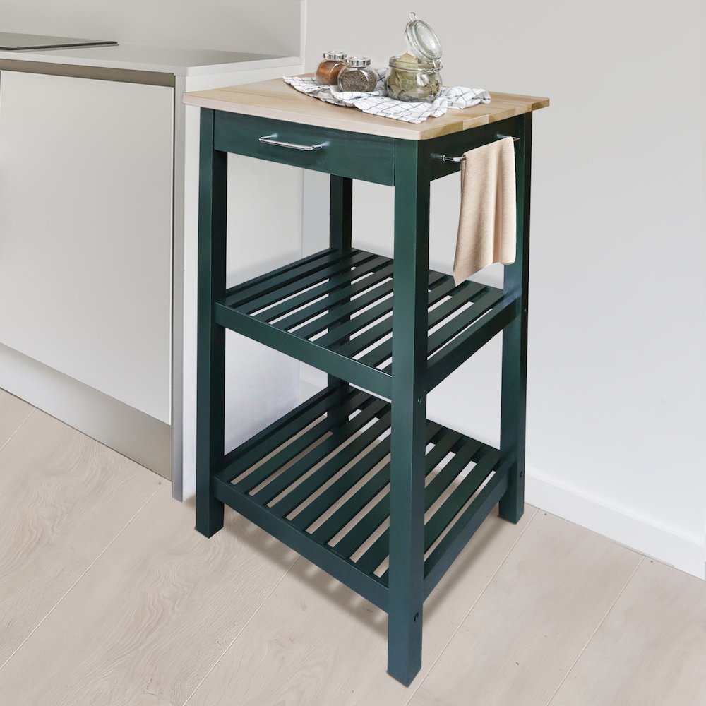 Sunrise Kitchen Island with Solid Wood Top, Hunter Green. Picture 10