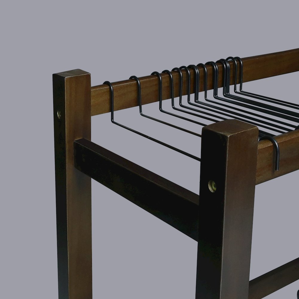 Wooden Rolling Pants Trolley with 16 Hangers. Picture 10