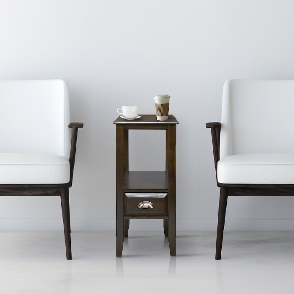 2-Tier Tall Side Table with Drawer - Java. Picture 8