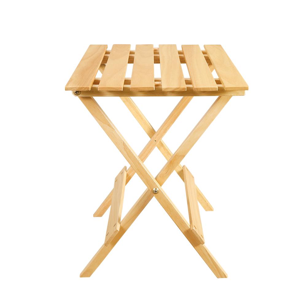 Portable Solid Wood Folding Side Table 2-Piece Set - Natural. Picture 3