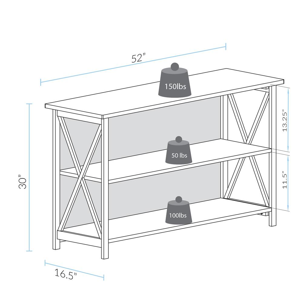 Ashford Console Table / TV Stand with Spacious Shelves, Top made with 100% Solid USA Cherry Wood. Picture 7