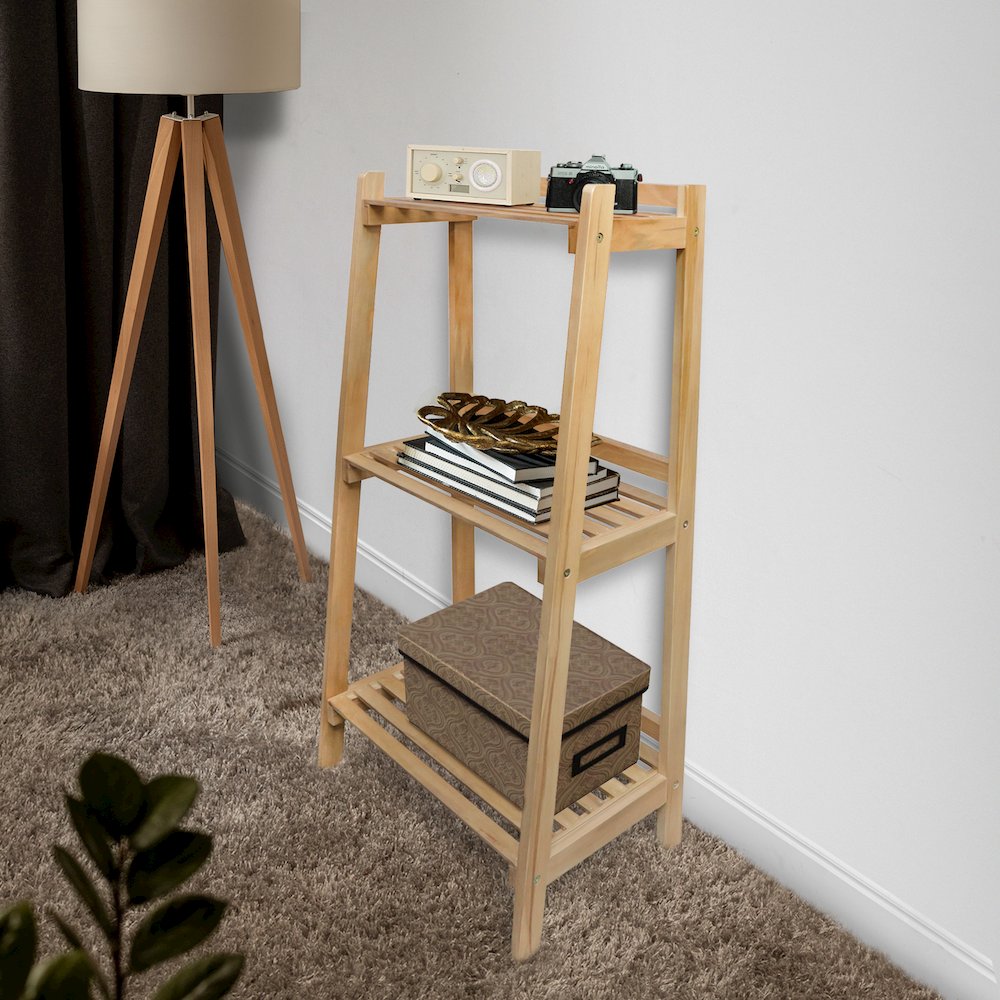 Woodhaven Slatted 3-Shelf Ladder Bookcase with Solid American Gum. Picture 11