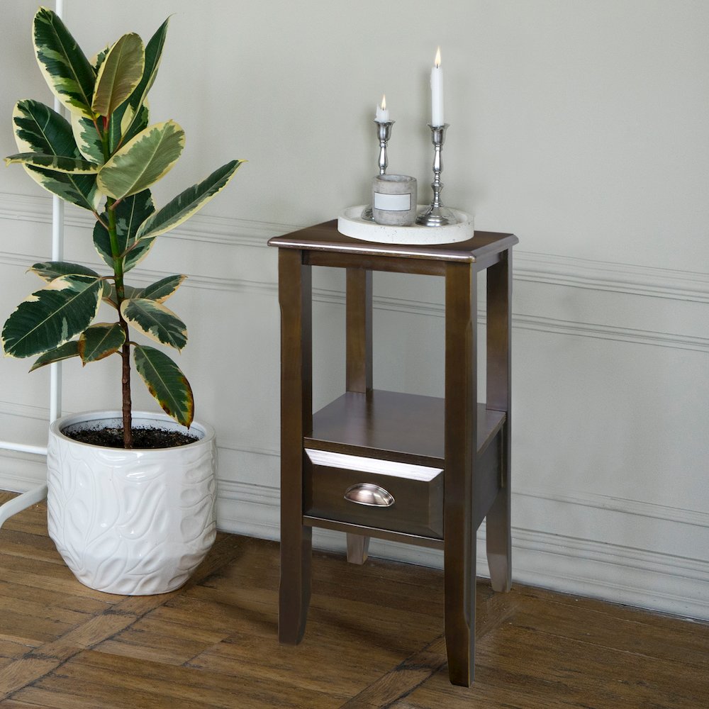 2-Tier Tall Side Table with Drawer - Java. Picture 7