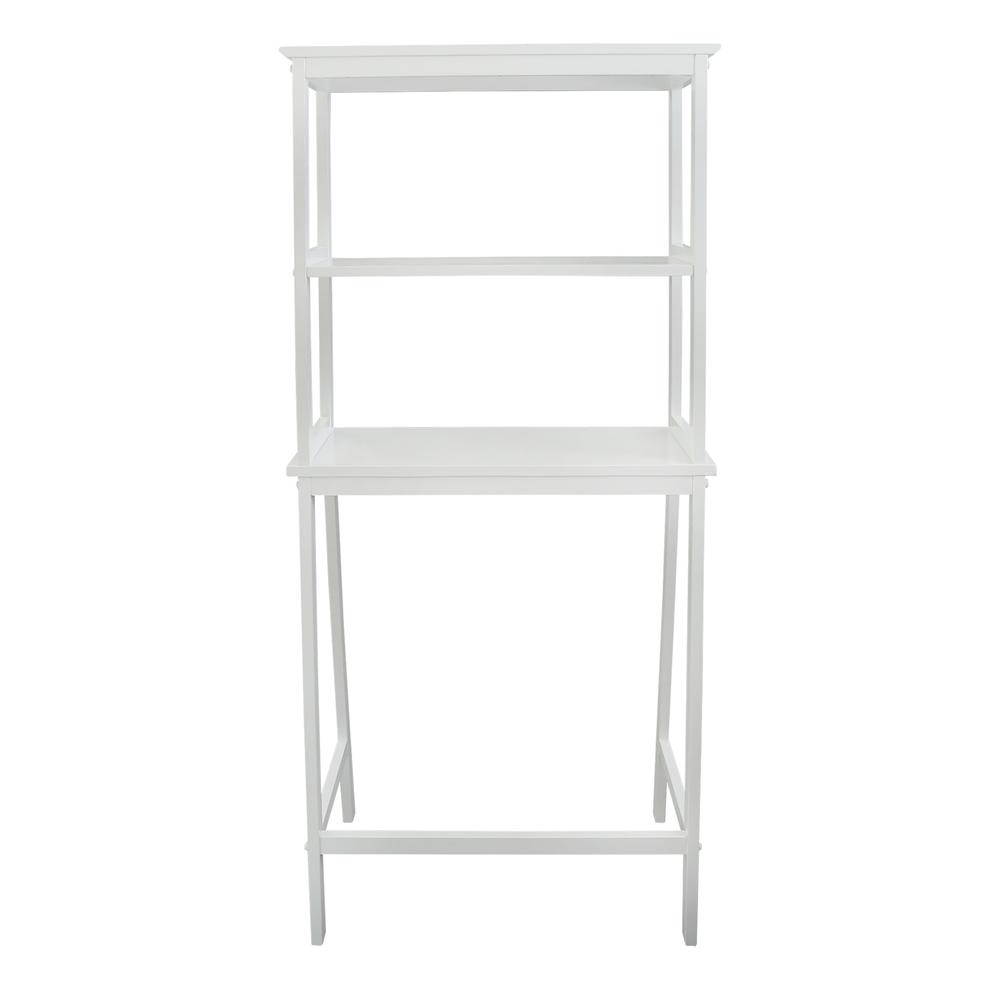 Spacesaver 100% Solid Wood Over The Toilet Rack with Shelves - White. Picture 4