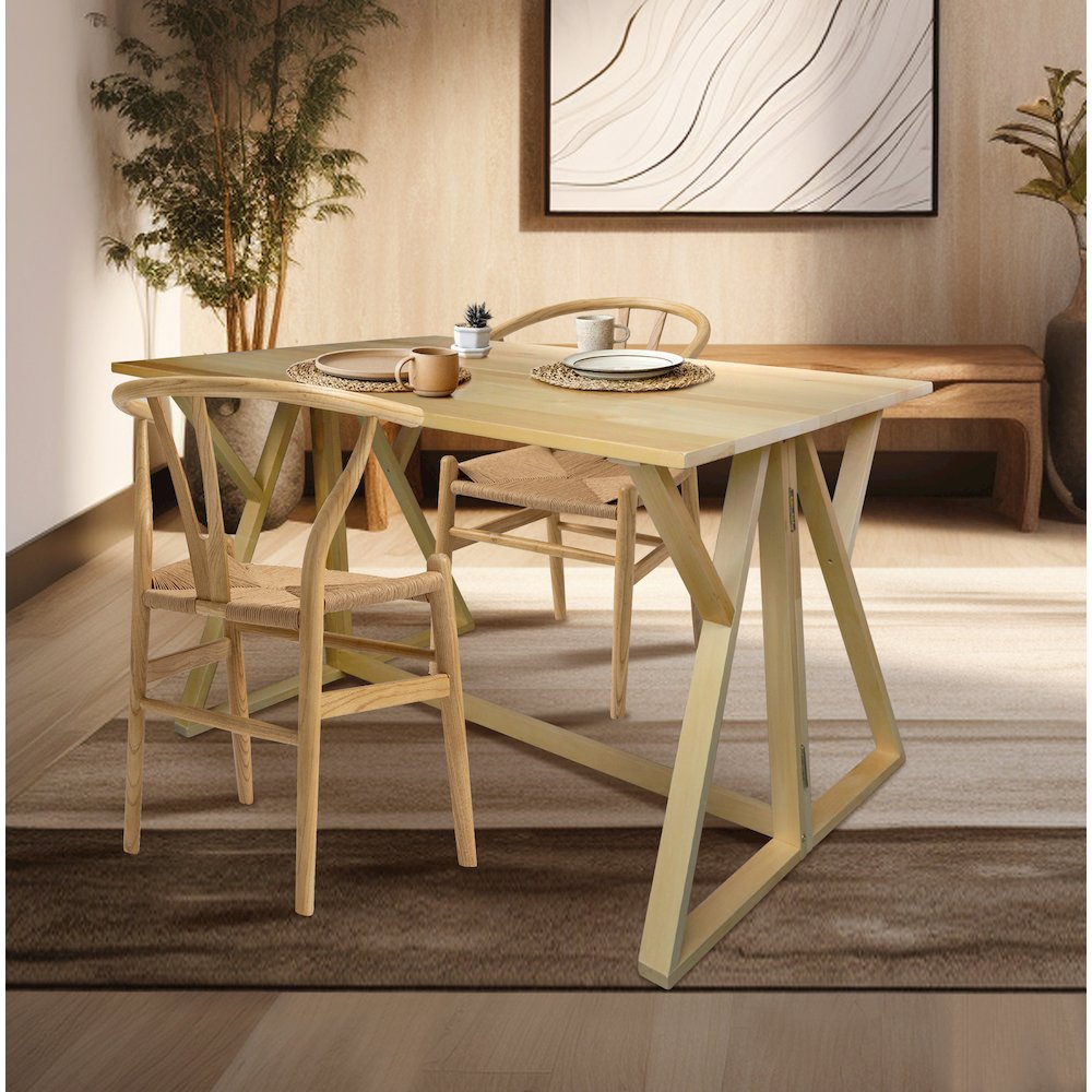 Aztecs Folding Console to Dining Convertible Table with Solid American Basswood. Picture 6