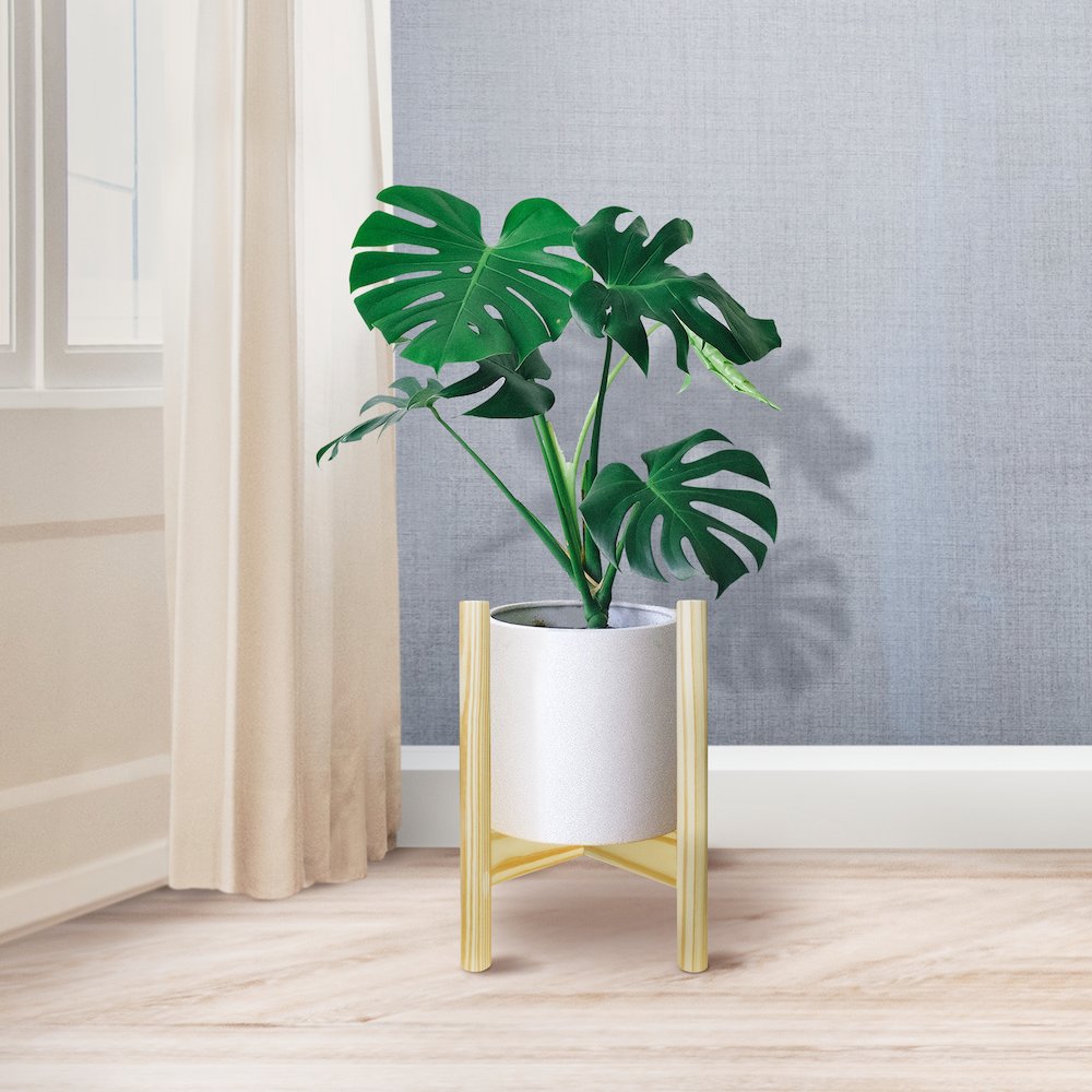Mid-Century Modern Wood Plant Display Stand, Fit Up to 12". Picture 8
