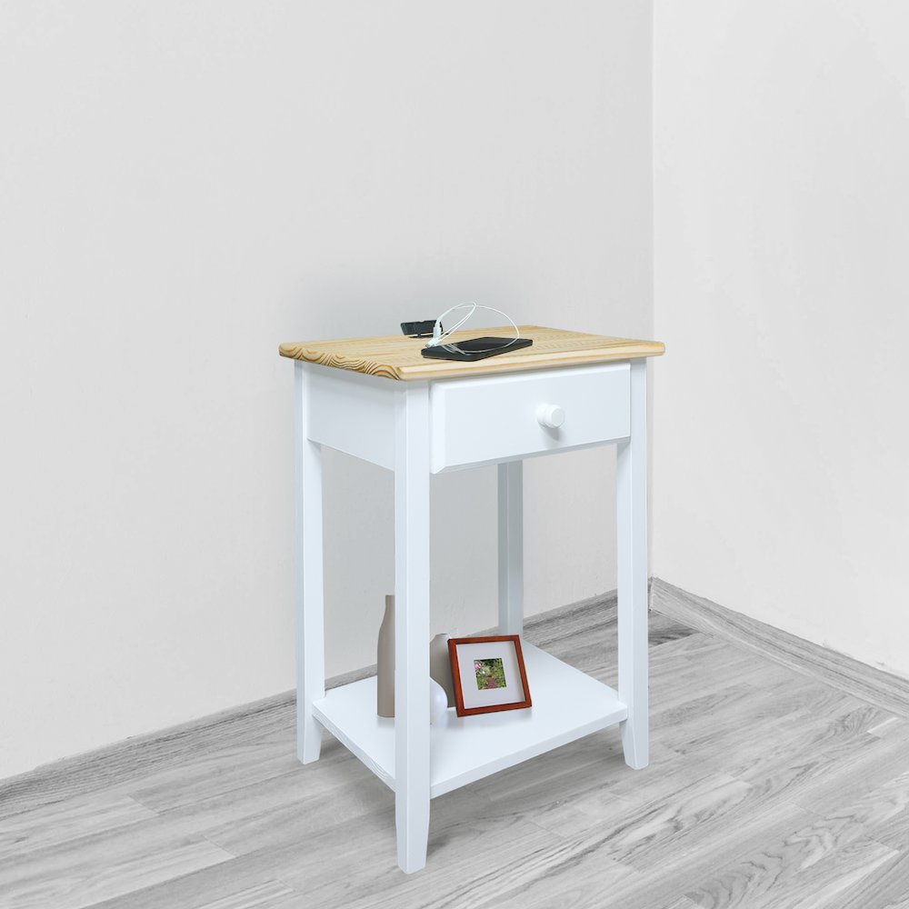 Night Owl Nightstand with USB Port - Natural White. Picture 9