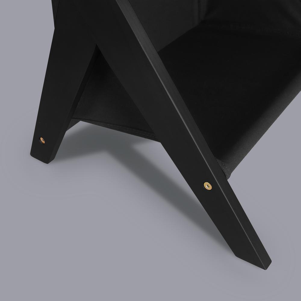 Casual Home Z-Shaped Sofa Side Table with Canvas Storage Basket - Black. Picture 10