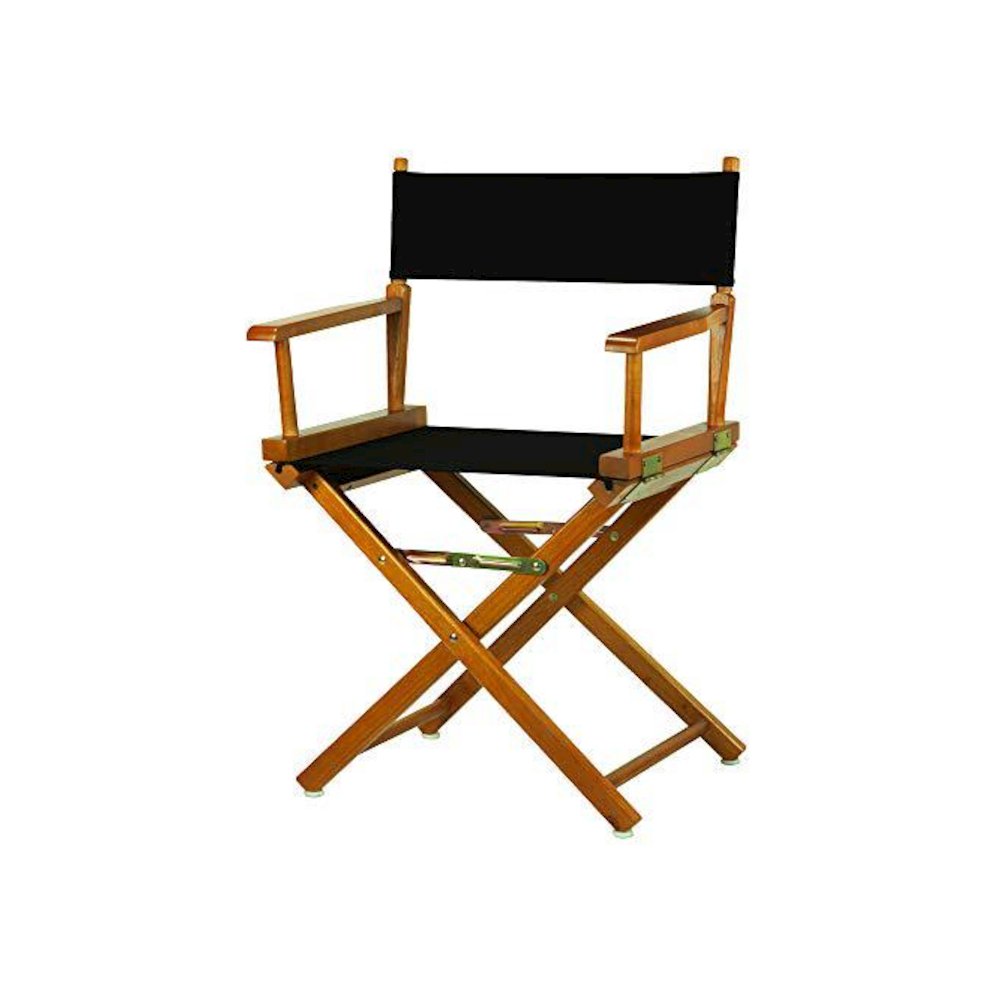 18" Director's Chair Honey Oak Frame-Black Canvas. Picture 1