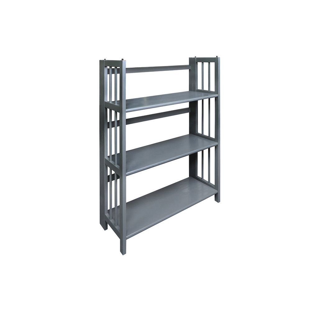 3-Shelf Folding Stackable Bookcase 27.5" Wide, Slate Gray. Picture 4