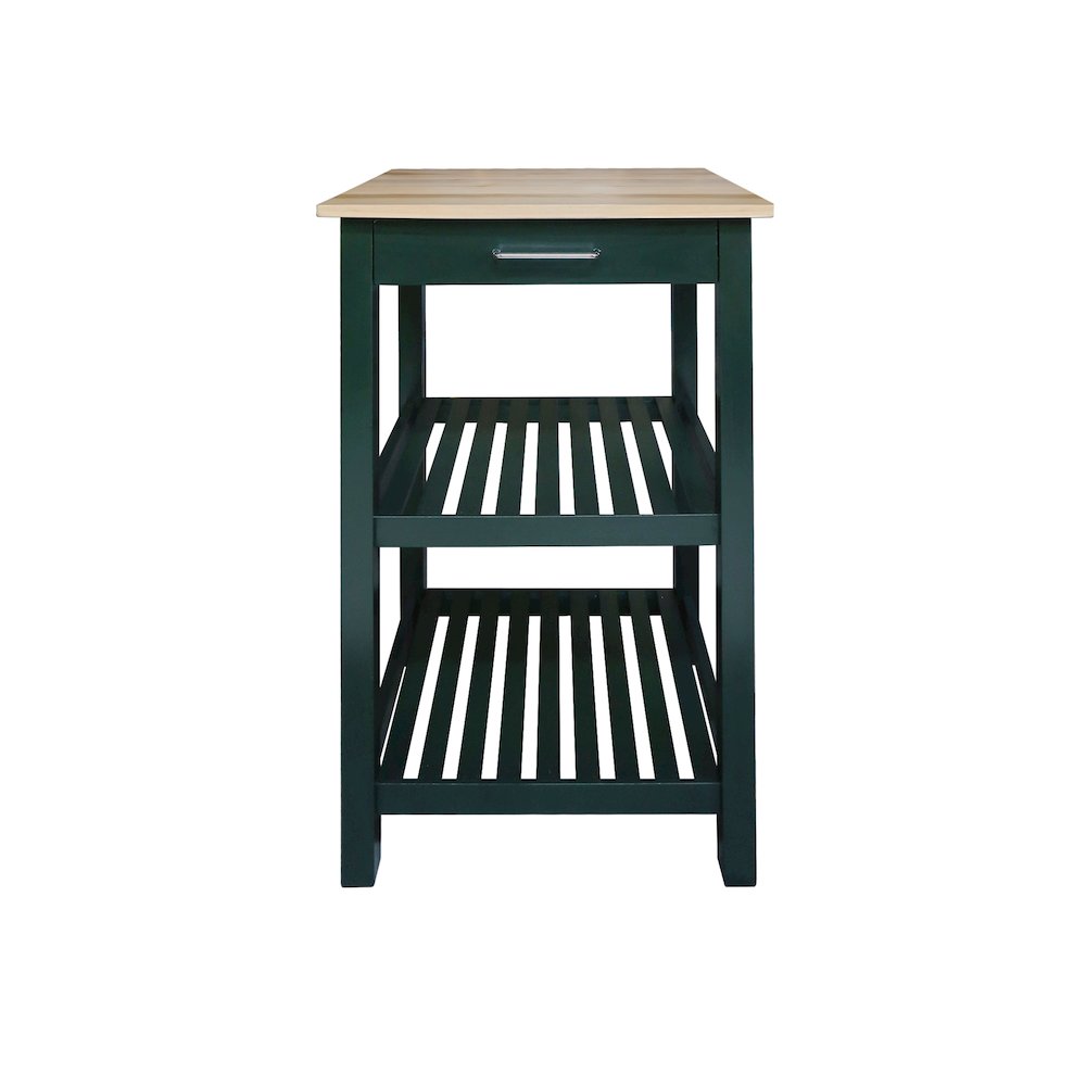 Sunrise Kitchen Island with Solid Wood Top, Hunter Green. Picture 2
