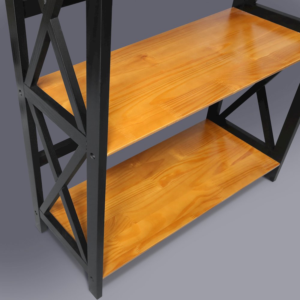 Montego 3-Shelf Bookcase, Antique Walnut/Black. Picture 10
