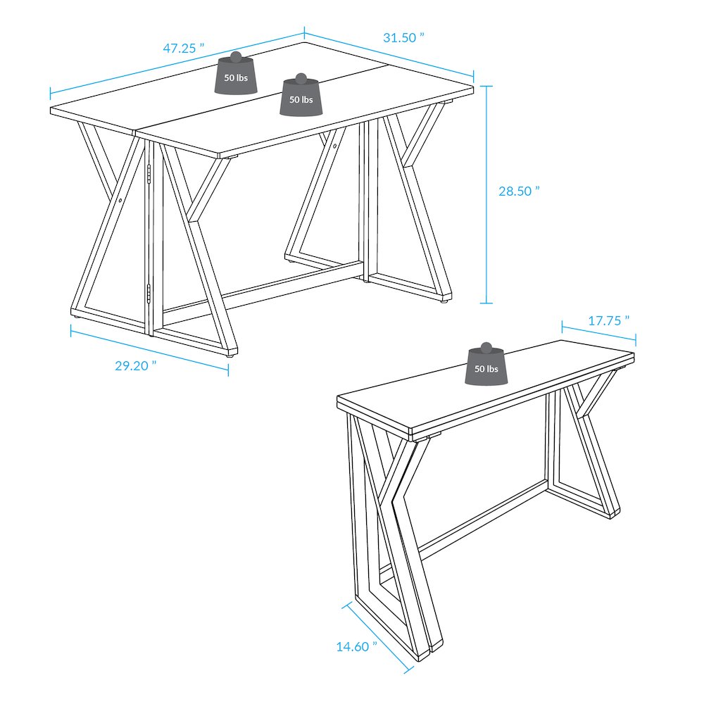 Aztecs Folding Console to Dining Convertible Table with Solid American Basswood. Picture 3