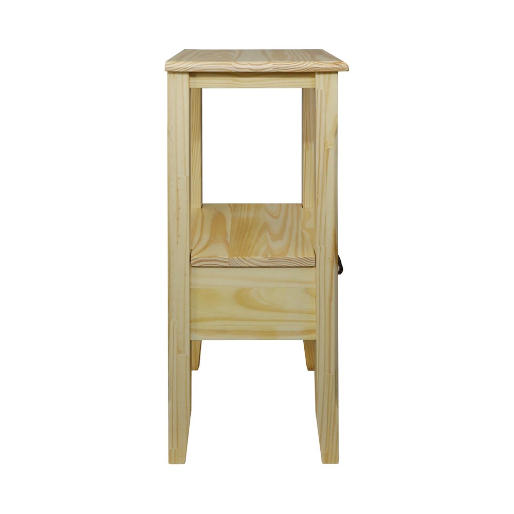 2-Tier Tall Side Table with Drawer - Natural. Picture 3