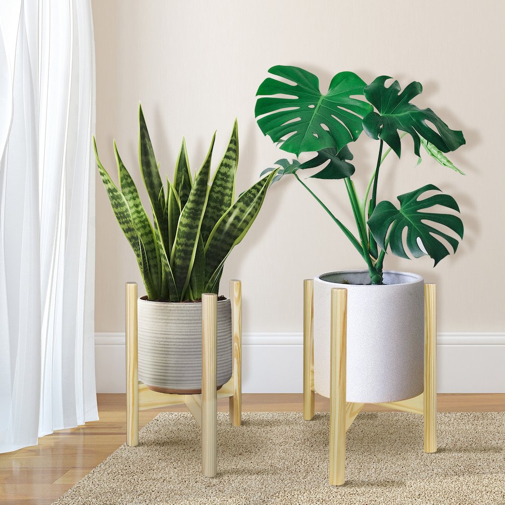 Mid-Century Modern Wood Plant Display Stand, Fit Up to 12". Picture 16