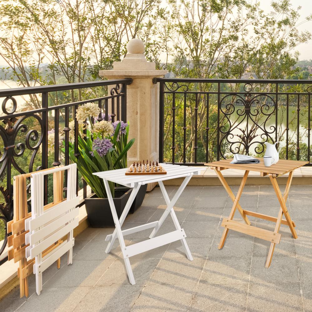 Portable Solid Wood Folding Side Table 2-Piece Set - White. Picture 12