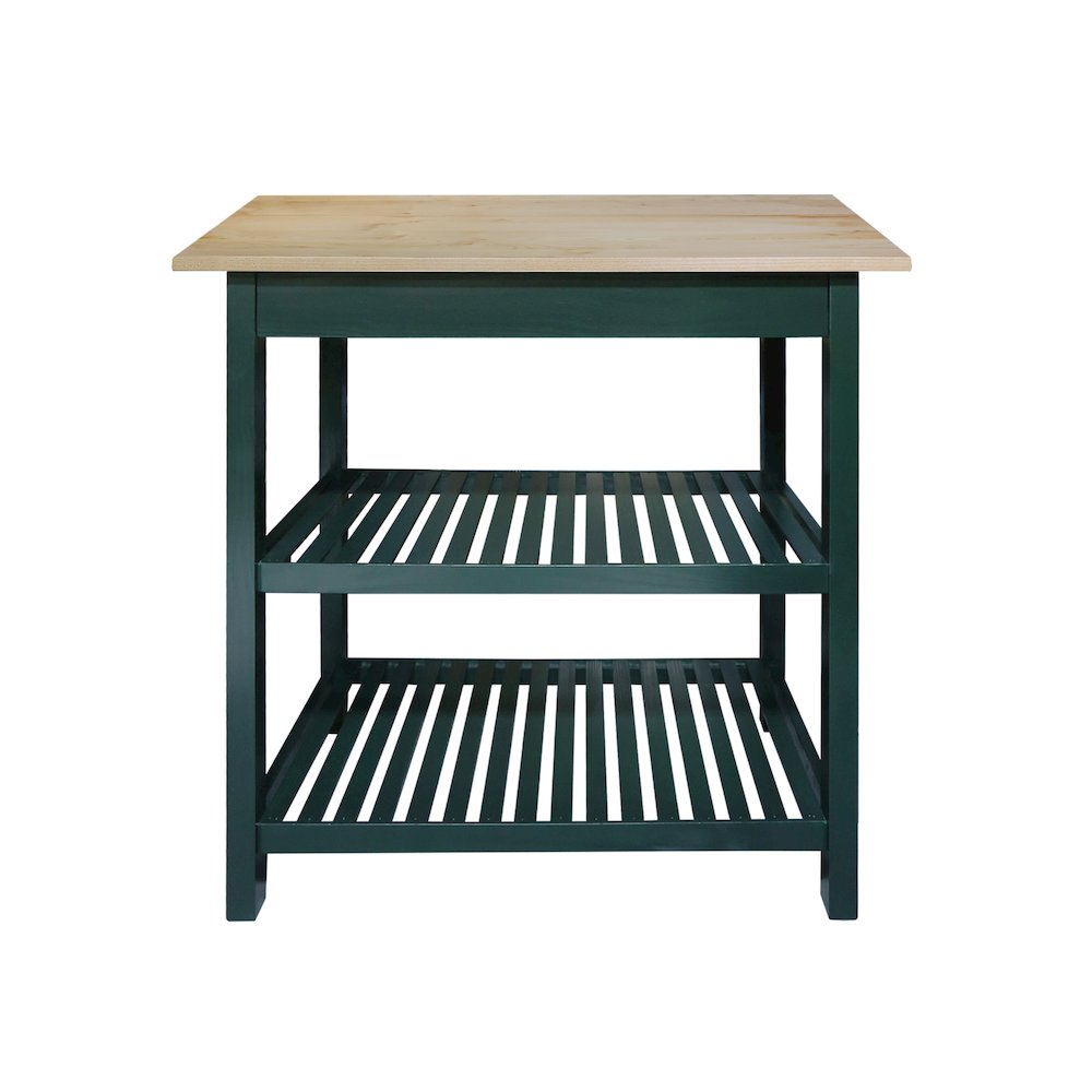 Kitchen Island with Solid American Hardwood Top, Hunter Green. Picture 11