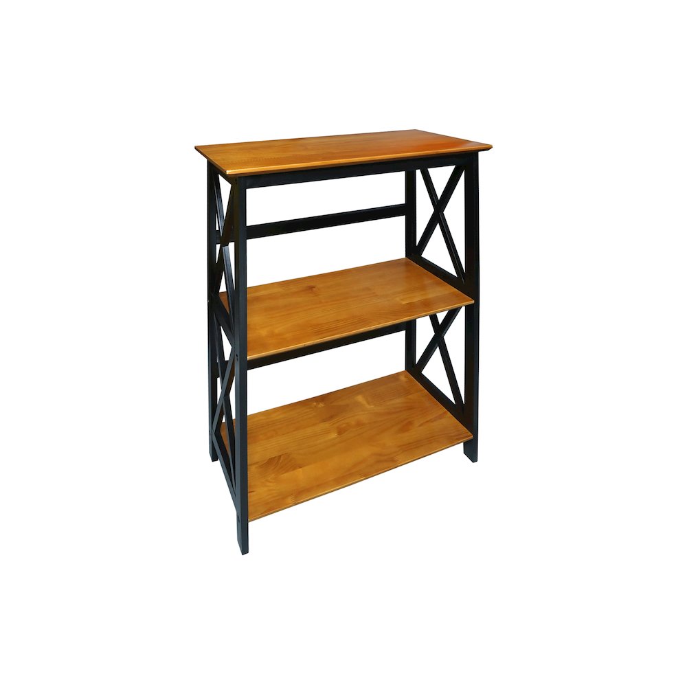 Montego 3-Shelf Bookcase, Antique Walnut/Black. Picture 3