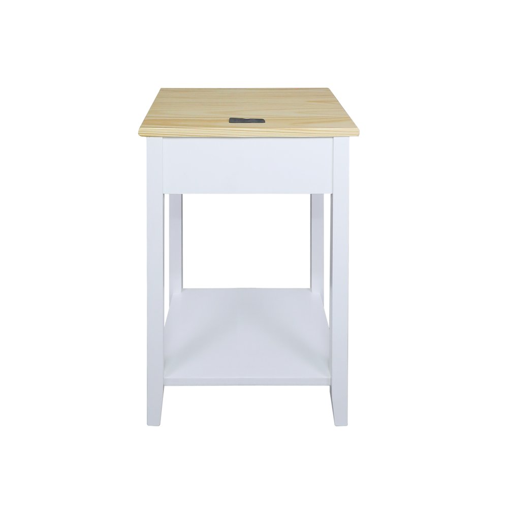 Night Owl Nightstand with USB Port - Natural White. Picture 4