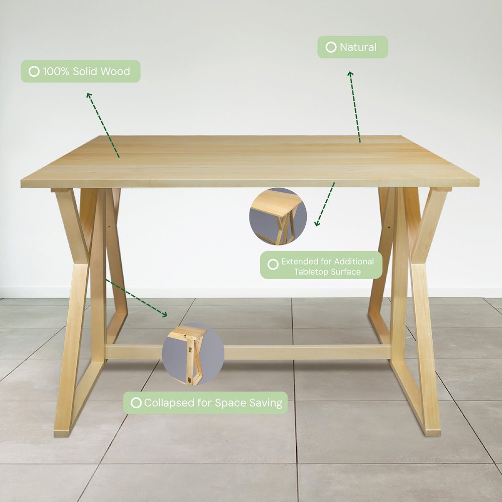 Aztecs Folding Console to Dining Convertible Table with Solid American Basswood. Picture 16