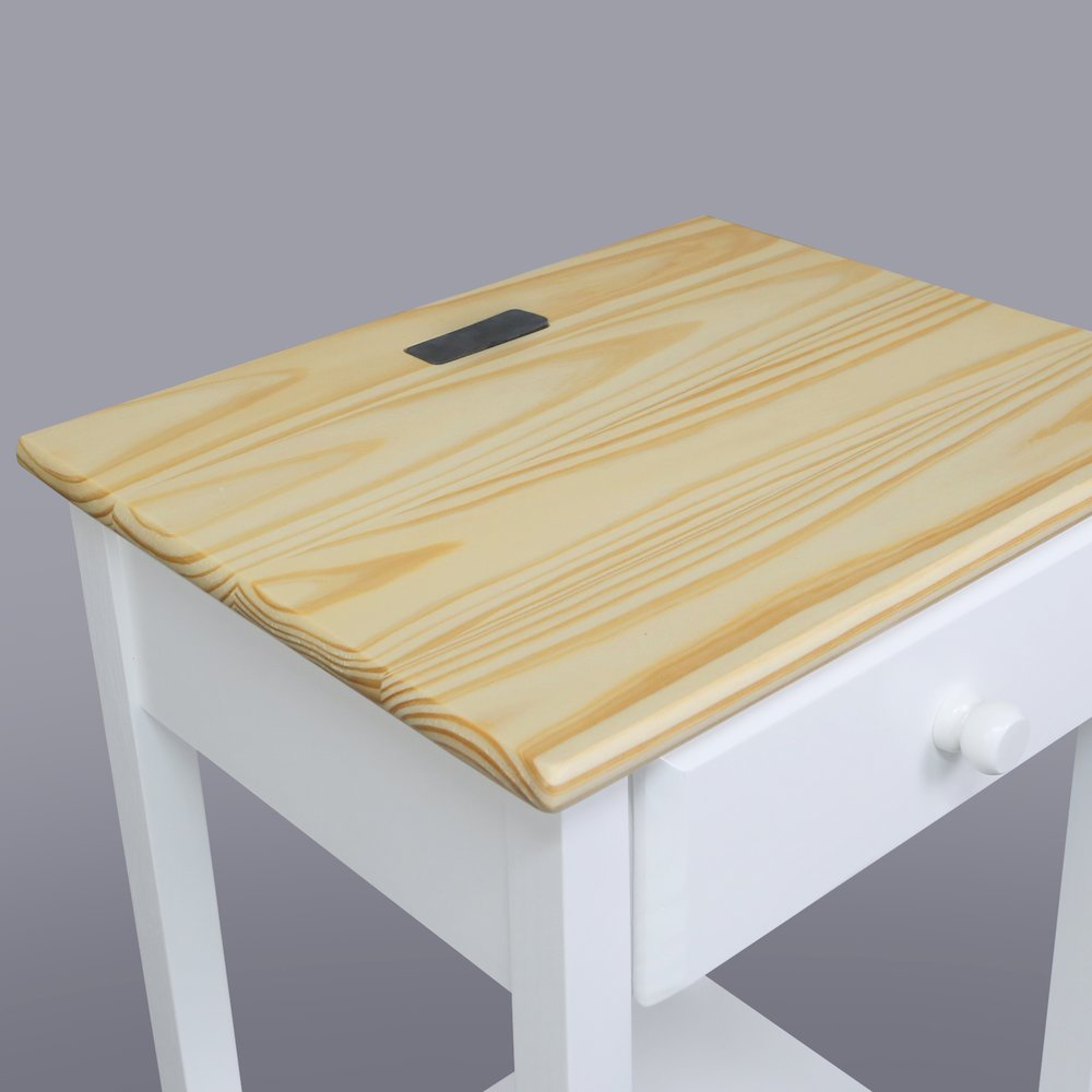 Night Owl Nightstand with USB Port - Natural White. Picture 10