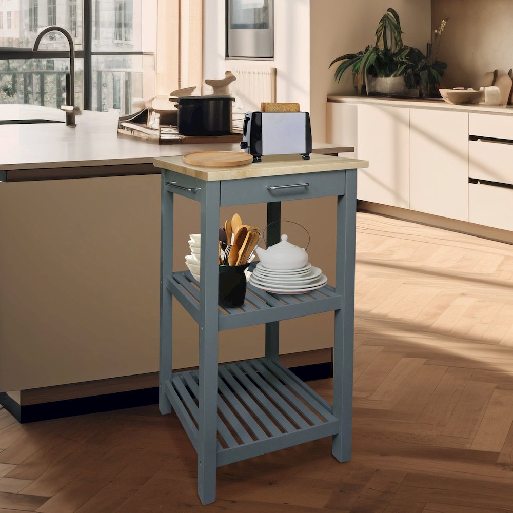 Sunrise Kitchen Island with Solid Wood Top - Slate Gray. Picture 8
