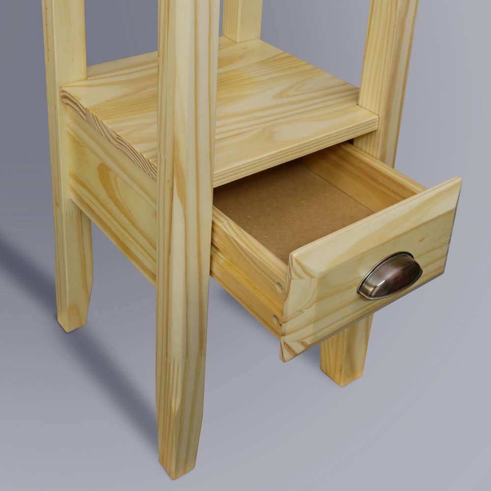 2-Tier Tall Side Table with Drawer - Natural. Picture 11