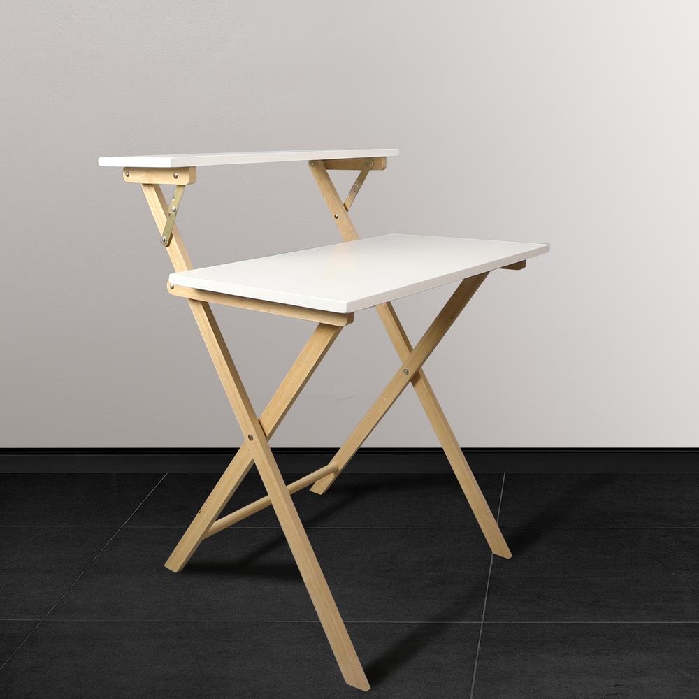 Solid Wood 2-tier Folding Laptop Working Desk. Picture 10