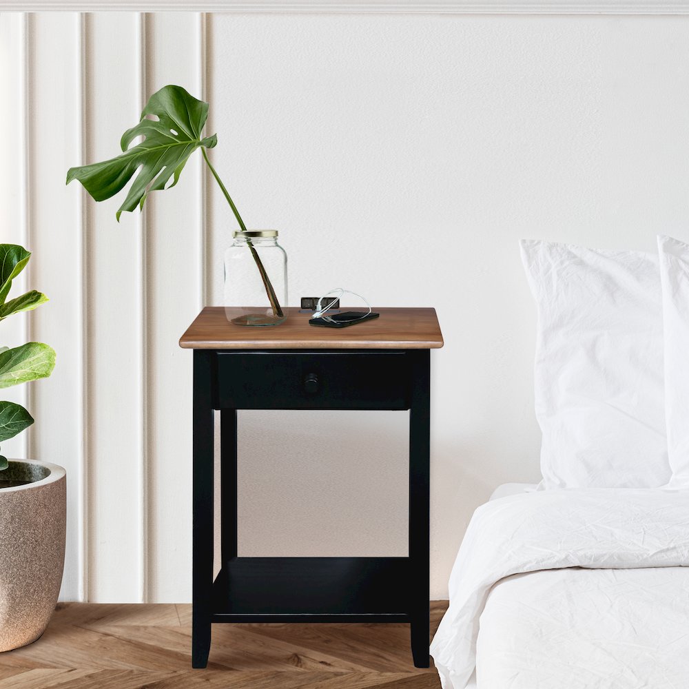 Night Owl Nightstand with USB Port - Walnut Black. Picture 7