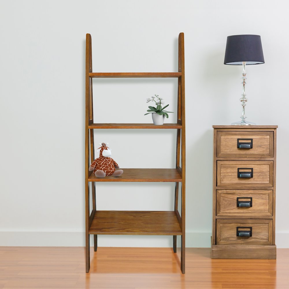 4-Shelf Ladder Bookcase, Warm Brown. Picture 9