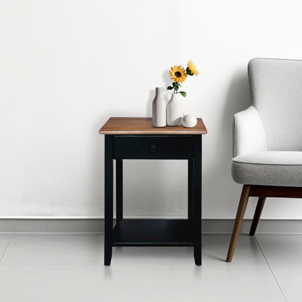Night Owl Nightstand with USB Port - Walnut Black. Picture 9