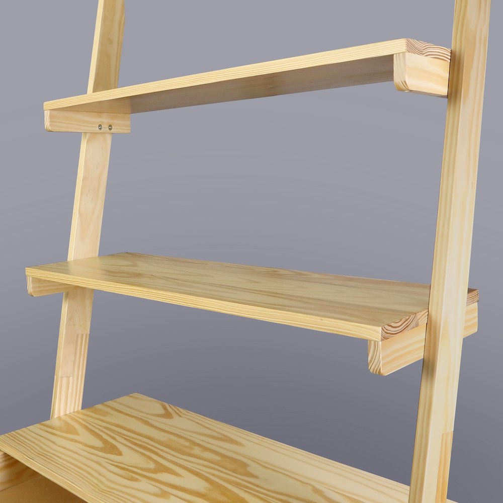 Freestanding Ladder Desk with Drawer, Natural. Picture 6