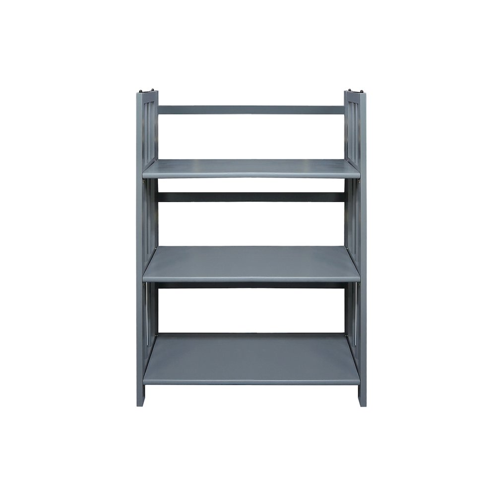 3-Shelf Folding Stackable Bookcase 27.5" Wide, Slate Gray. Picture 1