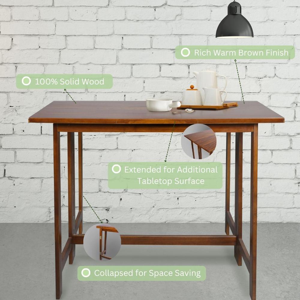 Solid Wood Folding Console to Dining Convertible Table. Picture 12