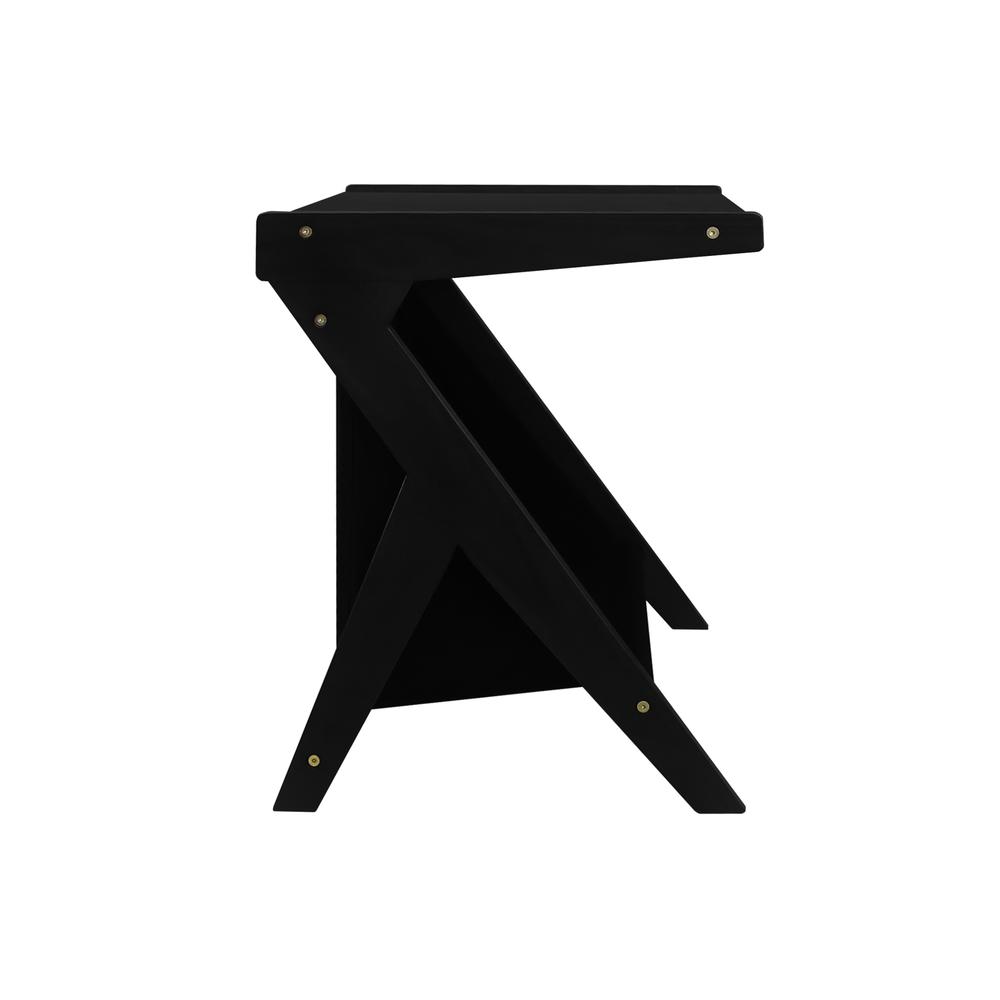 Casual Home Z-Shaped Sofa Side Table with Canvas Storage Basket - Black. Picture 3
